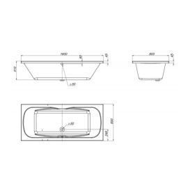 Акриловая ванна 180x80 BelBagno (BB104-180-80), прямоугольная