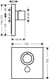 Смеситель Axor ShowerSelect 36716000, термостатический Highflow