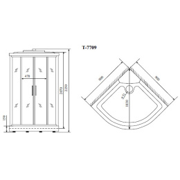 Душевая кабина 90x90x225 Timo (T-7709 NEW) С гидромассажем, акрил, Поддон низкий