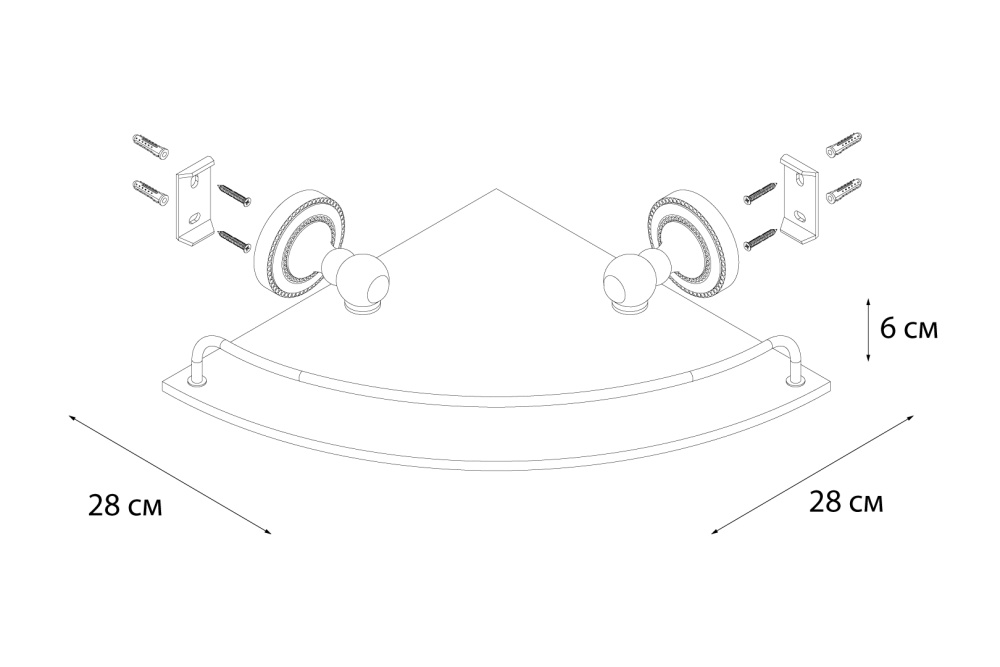 Полка FIXSEN Style (FX-41103A) стеклянная угловая