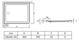 Поддон Jacob Delafon Flight 90 x 80 см, E62461-00