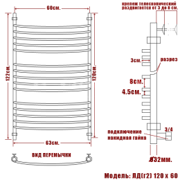 Фото Полотенцесушитель водяной Ника Econ ПМ1 ЛД Г2 120/60