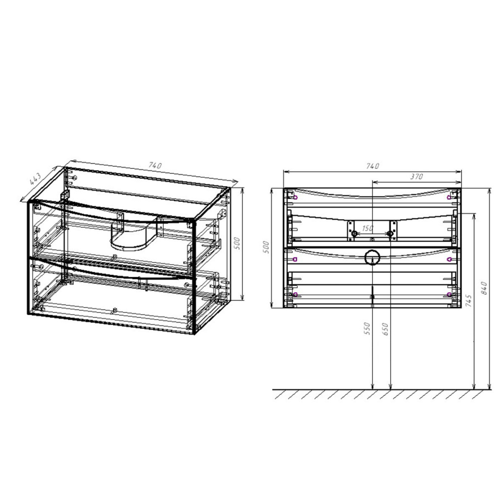 База под раковину Vincea Mia (VMC-2MA750RW) R.Wood