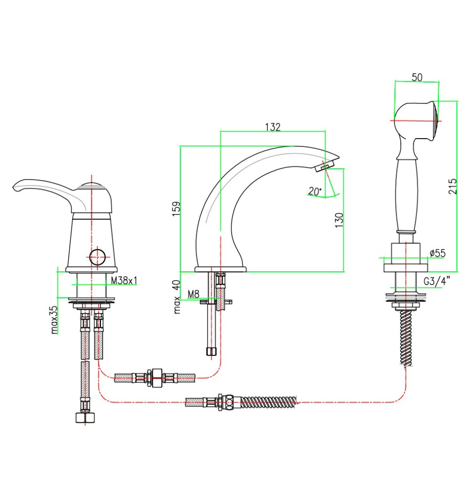 Фото Смеситель на борт ванны Webert Aurora AU850701065