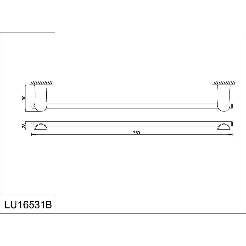 Полотенцедержатель одинарный 70 см. RUSH Luson LU16531B