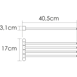 Держатель полотенец WasserKRAFT K-1034BLACK четверной