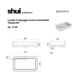 Cielo SHUI SHLAA7014 Раковина накладная на столешницу на 70 см (цвет: белый)
