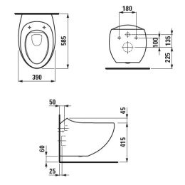 Подвесной унитаз безободковый Laufen Alessi One rimless 8.2097.1.400.000.1