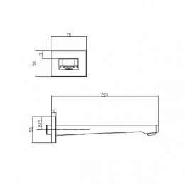 Villeroy & Boch Architectura Square TVT12500200061 Излив для ванны, хром