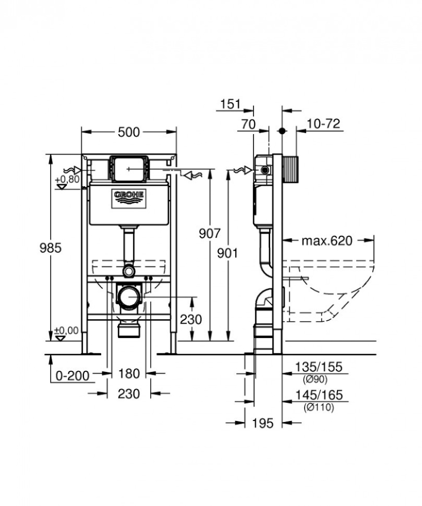 Инсталляция для унитаза Grohe Rapid SL 38586001