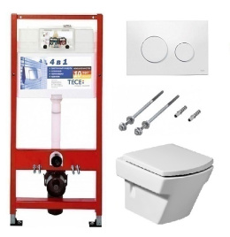 Инсталляция Tece с унитазом Roca Hall 346627000, сиденье микролифт K400600/7.3466.2.700.0/7.8016.2.2