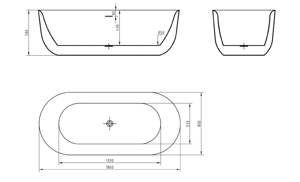 Фото Акриловая ванна BelBagno 180х80 (BB706-1800-800) Белый