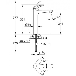 Grohe Eurostyle New 23719LS3 Смеситель для раковины корпус высокий