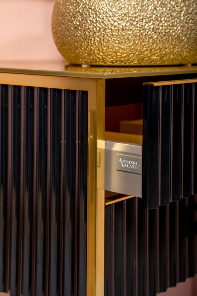 Фото Armadi Art 867-080-BG Тумба MONACO 80см h74см черная глянец + золото под раковину чашу