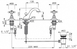 Фото Смеситель Nicolazzi Classica Lusso 1408 CR 18 для раковины