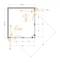 Душевой уголок Cezares Eco-O-ASH-2-90/100-C-Cr 100 x 90 см без поддона