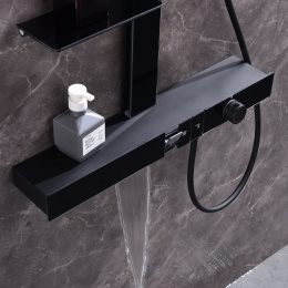 Душевая стойка Black&White Gravity GH-9005-MB с термостатом, черная матовая