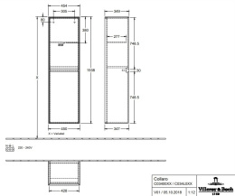 Фото Villeroy Boch Collaro C03400MS Шкаф пенал для ванной комнаты, петли слева (White Matt)