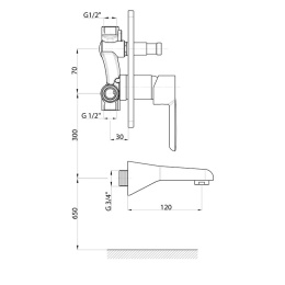 Смеситель GPD Felis MAB75, для ванны и душа, встраиваемый, хром