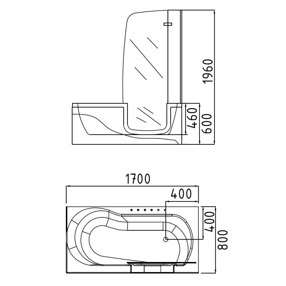 Акриловая ванна 170x80 Gemy (G9246 B R), прямоугольная