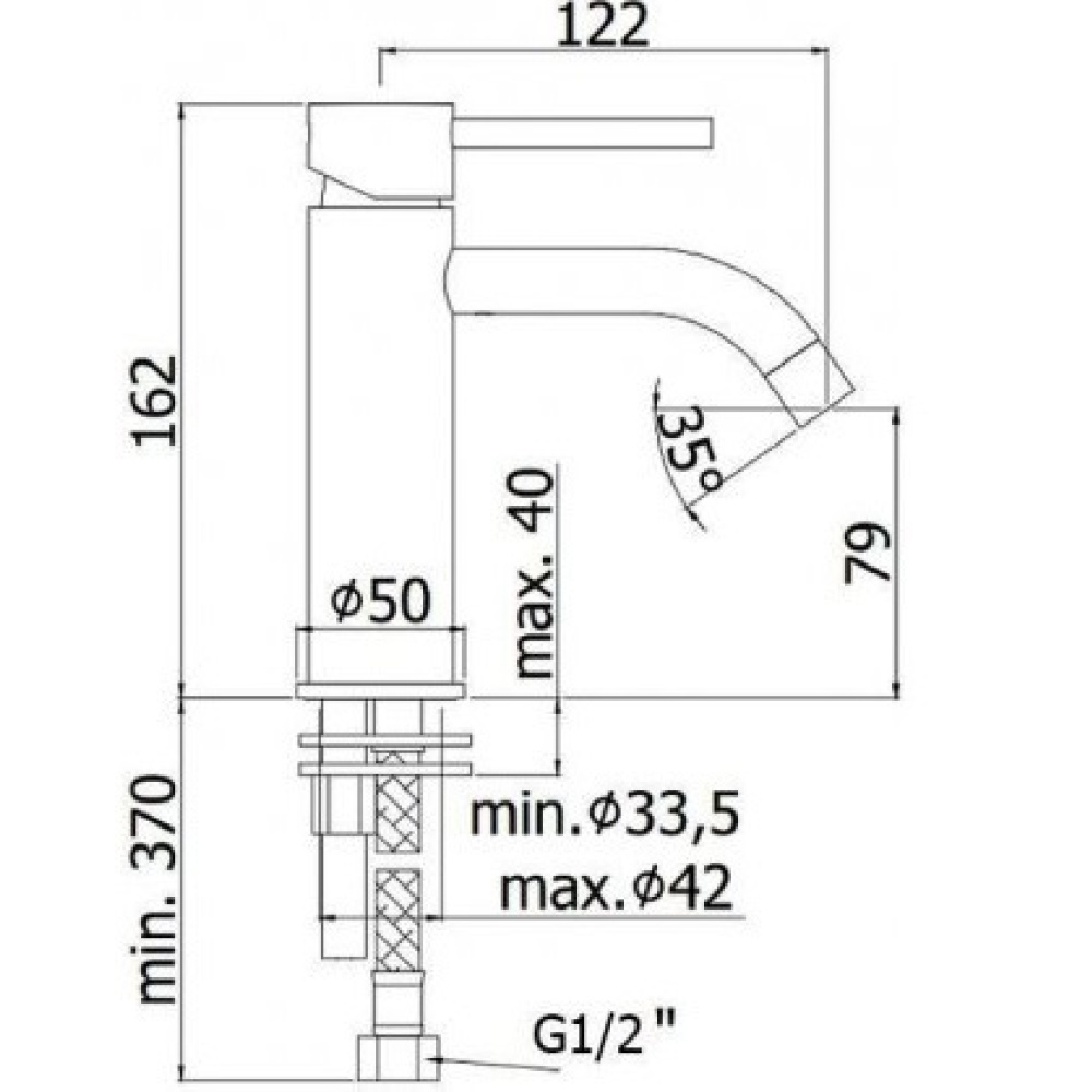Смеситель для раковины Paffoni LIGHT (LIG071ST) Сталь