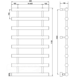 Фото Полотенцесушитель водяной Margaroli Orizzonti 1-442/8 144240088CR, высота 110 см, ширина 60 см, хром