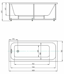 Акриловая ванна 140x70 Aquatek (MIY140-0000001), прямоугольная