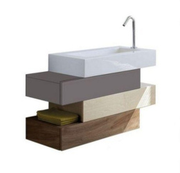 Фото Тумба под раковину Jacob Delafon Pacific 110 см, EB782-R3, подвесная, малиновый лак/белая береза шпо