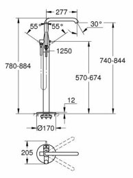 Grohe Essence New 23491DL1 Смеситель для ванны, напольный