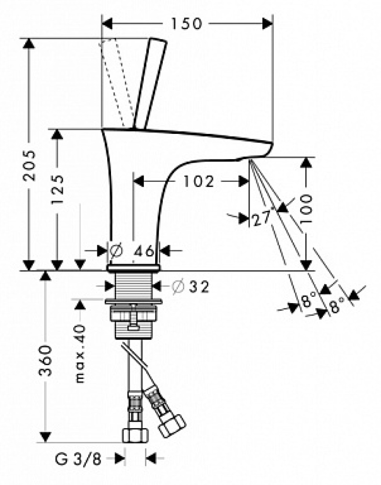 Смеситель для раковины Hansgrohe PuraVida (15075400) хром, белый