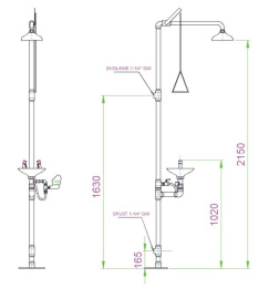 Фото Аварийный душ с раковиной для промывки глаз Nofer (SC700SS) зеленый