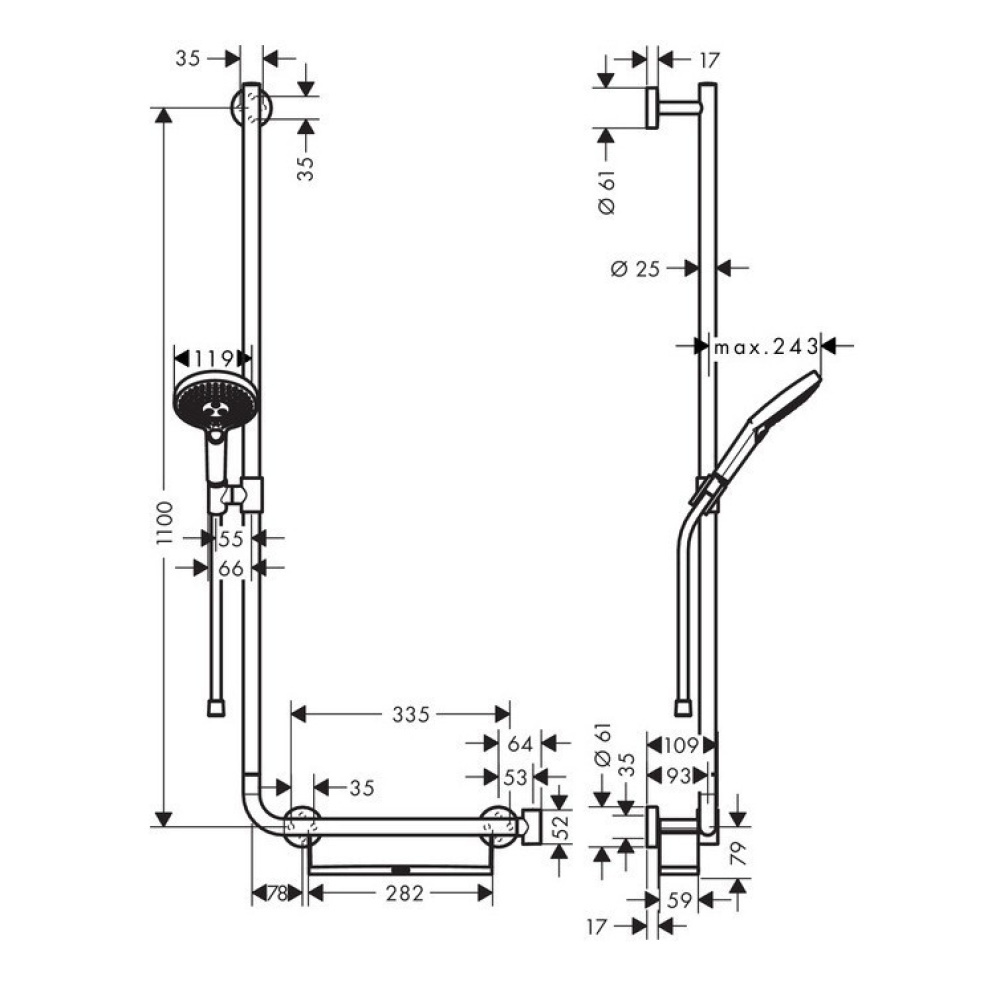 Душевой набор 26325400 Hansgrohe Raindance Select S (белый, хром)