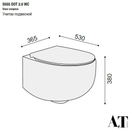 Унитаз подвесной AeT Dot 2.0, с креплениями, цвет белый S555T0R0V6100