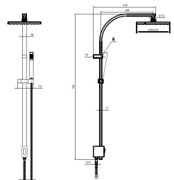 Душевая система E.C.A Tiera (102158012C1EX) черный, матовый