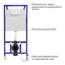 043231 Комплект BERGES для монтажа подвесного унитаза: инсталляция NOVUM525, кнопка L3 хром глянец, 