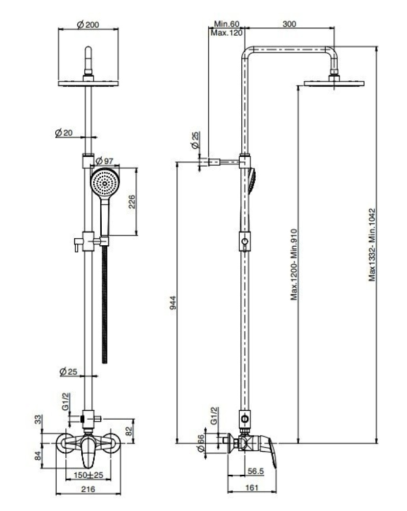 Фото Душевая система Fima Carlo Frattini Serie 2 (F3205/2CR) хром