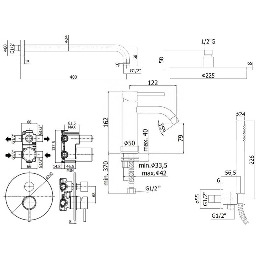 Комплект для душа Paffoni LIGHT (KITLIG018CR071) хром