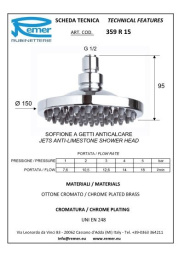 Фото Remer 359R15X Душевая головка с шарнирным соединением, 15 см (латунь в хроме)