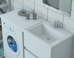 Фото Раковина Эстет Даллас 130 R ФР-00002167 над стиральной машиной Белая