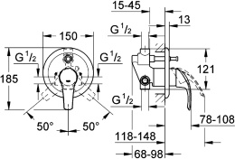Фото Смеситель Grohe Eurosmart 33305001 для ванны/душа