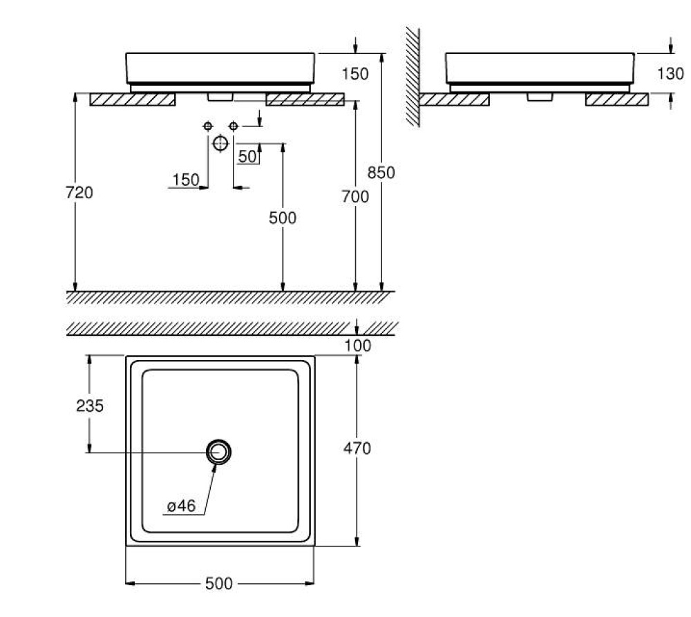 Grohe Cube Ceramic 3948100H Раковина, встраиваемая сверху, накладная