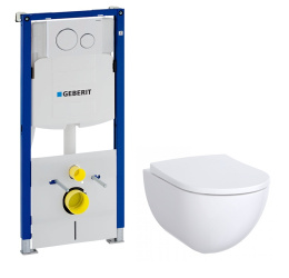 Geberit Acanto 500.301.KJ.A Комплект инсталляция и унитаз подвесной безободковый, цвет унитаза: белы