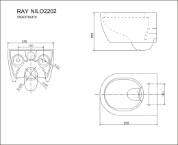 Nilo 2202 Ray Mat grigio серый матовый подвесной безободковый унитаз