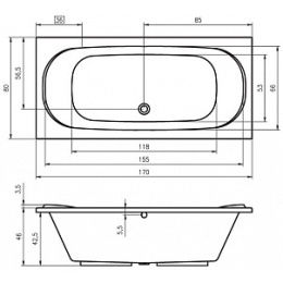 Акриловая ванна 170x80 Riho (BC0700500000000), прямоугольная, Гидромассаж: установка по желанию
