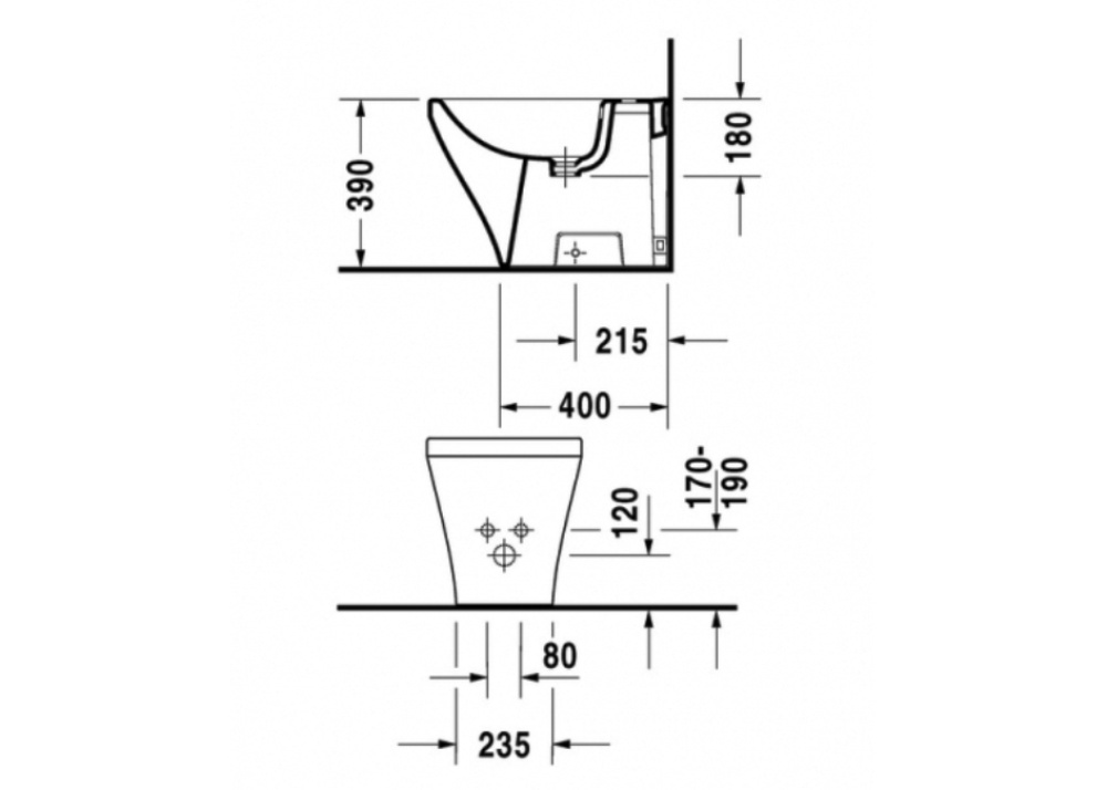 Биде напольное Duravit Durastyle 2284100000, белый
