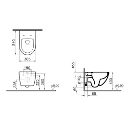 Инсталляция TECE TECEprofil 9300093 с унитазом Vitra Sento 7748B083-0101, крышка микролифт, цвет чер