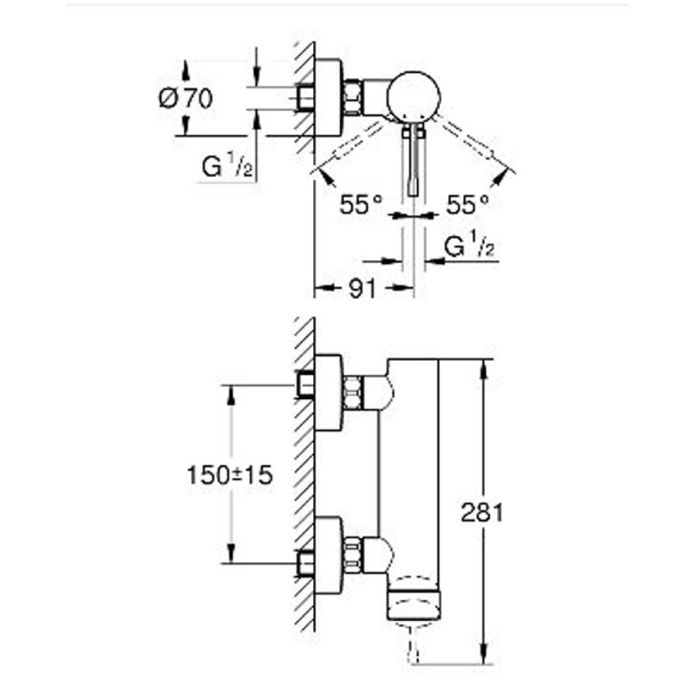 Grohe Essence New 33636GL1 Смеситель для душа, с подключением шланга