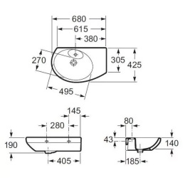 Раковина 68 см Roca Dama Senso (327519000) белый
