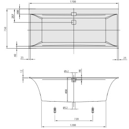 Квариловая ванна Villeroy&Boch Squaro Edge 12 (UBQ170SQE2DV-01) белый