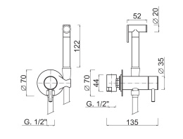 Фото Гигиенический душ Giulini Futuro FSH23EPO со смесителем, золото